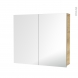 Armoire de toilette - Rangement haut - IPOMA Chêne Naturel - 2 portes miroir - Côtés décors - L80 x H70 x P17 cm