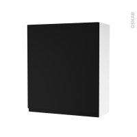 Armoire de salle de bains - Rangement haut - IPOMA Noir mat - 1 porte - Côtés blancs - L60 x H70 x P27 cm
