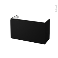 Meuble de salle de bains - Sous vasque - IPOMA Noir mat - 2 portes - Côtés décors - L100 x H57 x P40 cm