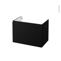 Meuble de salle de bains - Sous vasque - IPOMA Noir mat - 2 portes - Côtés décors - L80 x H57 x P50 cm