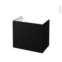 Meuble de salle de bains - Sous vasque - IPOMA Noir mat - 2 portes - Côtés décors - L80 x H70 x P50 cm