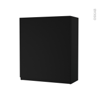 Armoire de salle de bains - Rangement haut - IPOMA Noir mat - 1 porte - Côtés décors - L60 x H70 x P27 cm