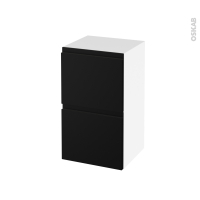 Meuble de salle de bains - Rangement bas - IPOMA Noir mat - 2 tiroirs - L40 x H70 x P37 cm