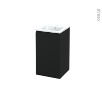 Meuble de salle de bains - Plan vasque ODON - IPOMA Noir mat - 1 porte - Côtés décors -  L41 x H71,5 x P41 cm