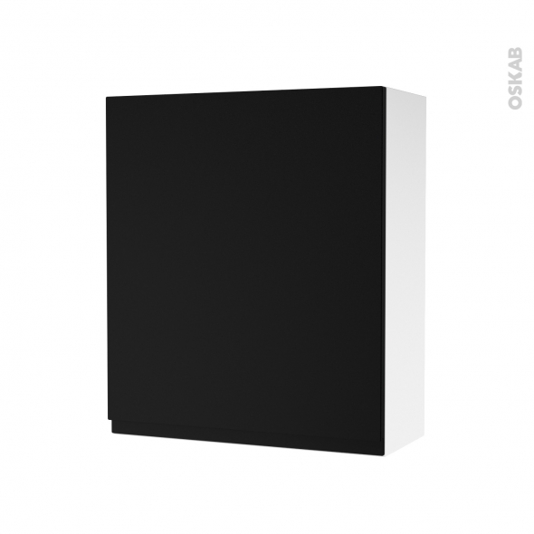 Armoire de salle de bains - Rangement haut - IPOMA Noir mat - 1 porte - Côtés blancs - L60 x H70 x P27 cm