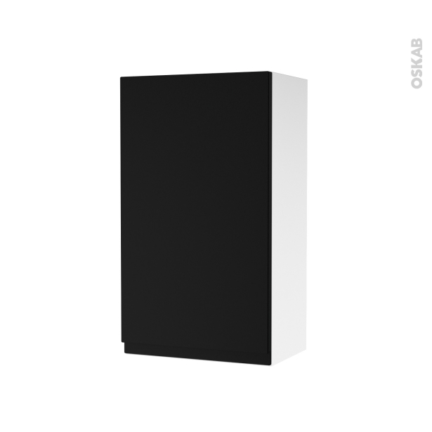 Armoire de salle de bains Rangement haut <br />IPOMA Noir mat, 1 porte, Côtés blancs, L40 x H70 x P27 cm 