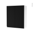 #Armoire de salle de bains Rangement haut <br />IPOMA Noir mat, 2 portes, Côtés blancs, L60 x H70 x P27 cm 