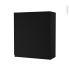 #Armoire de salle de bains - Rangement haut - IPOMA Noir mat - 1 porte - Côtés décors - L60 x H70 x P27 cm