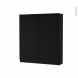 Armoire de toilette - Rangement haut - IPOMA Noir mat - 2 portes - Côtés décors - L60 x H70 x P17 cm