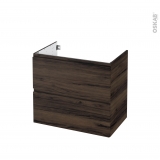 Meuble de salle de bains - Sous vasque - IPOMA Noyer - 2 tiroirs - Côtés décors - L80 x H70 x P50 cm