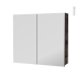 #Armoire de toilette Rangement haut <br />IPOMA Noyer, 2 portes miroir, Côtés décors, L80 x H70 x P17 cm 