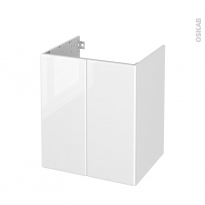 Meuble de salle de bains - Sous vasque - IRIS Blanc - 2 portes - Côtés décors - L60 x H70 x P50 cm