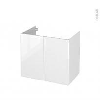 Meuble de salle de bains - Sous vasque - IRIS Blanc - 2 portes - Côtés décors - L80 x H70 x P50 cm