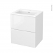 Meuble de salle de bains - Plan vasque NAJA - IRIS Blanc - 2 tiroirs - Côtés décors - L60,5 x H71,5 x P50,5 cm
