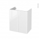Meuble de salle de bains - Sous vasque - IRIS Blanc - 2 portes - Côtés décors - L60 x H70 x P40 cm