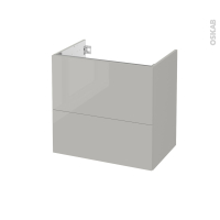 Meuble de salle de bains - Sous vasque - IVIA Gris - 2 tiroirs - Côtés décors - L60 x H57 x P40 cm