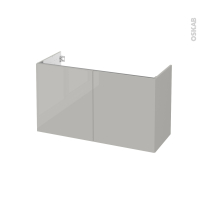 Meuble de salle de bains - Sous vasque - IVIA Gris - 2 portes - Côtés décors - L100 x H57 x P40 cm
