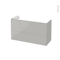 Meuble de salle de bains - Sous vasque - IVIA Gris - 2 tiroirs - Côtés décors - L100 x H57 x P40 cm