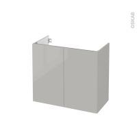 Meuble de salle de bains - Sous vasque - IVIA Gris - 2 portes - Côtés décors - L80 x H70 x P40 cm