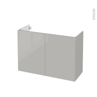 Meuble de salle de bains - Sous vasque - IVIA Gris - 2 portes - Côtés décors - L100 x H70 x P40 cm