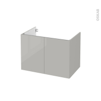Meuble de salle de bains - Sous vasque - IVIA GRIS - 2 portes - Côtés décors - L80 x H57 x P50 cm