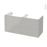 Meuble de salle de bains - Sous vasque double - IVIA Gris - 4 tiroirs - Côtés décors - L120 x H57 x P50 cm