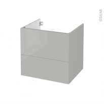 Meuble de salle de bains - Sous vasque - IVIA GRIS - 2 tiroirs - Côtés décors - L60 x H57 x P50 cm