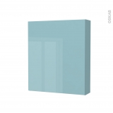 Armoire de toilette - Rangement haut - KERIA Bleu - 1 porte - Côtés décors - L60 x H70 x P17 cm
