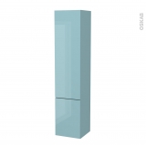 Colonne de salle de bains - 2 portes - KERIA Bleu - Côtés décors - Version B - L40 x H182 x P40 cm