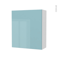 Armoire de salle de bains - Rangement haut - KERIA Bleu - 1 porte - Côtés blancs - L60 x H70 x P27 cm