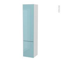 Colonne de salle de bains - 2 portes - KERIA Bleu - Côtés blancs - Version B - L40 x H182 x P40 cm