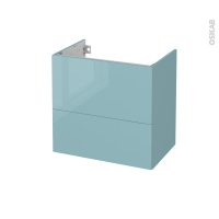Meuble de salle de bains - Sous vasque - KERIA Bleu - 2 tiroirs - Côtés décors - L60 x H57 x P40 cm