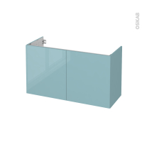 Meuble de salle de bains - Sous vasque - KERIA Bleu - 2 portes - Côtés décors - L100 x H57 x P40 cm