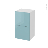Meuble de salle de bains - Rangement bas - KERIA Bleu - 2 tiroirs 1 tiroir à l'anglaise - L40 x H70 x P37 cm
