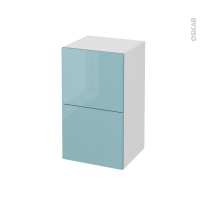 Meuble de salle de bains - Rangement bas - KERIA Bleu - 2 tiroirs - L40 x H70 x P37 cm