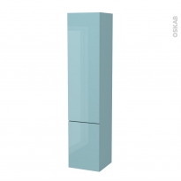 Colonne de salle de bains - 2 portes - KERIA Bleu - Côtés décors - Version B - L40 x H182 x P40 cm