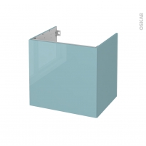 Meuble de salle de bains - Sous vasque - KERIA Bleu - 1 porte - Côtés décors - L60 x H57 x P50 cm
