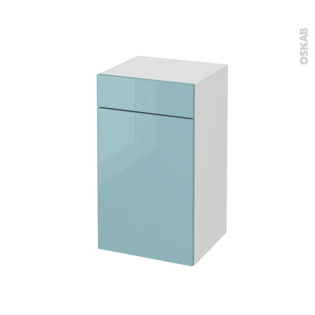 Meuble de salle de bains Rangement bas <br />KERIA Bleu, 1 porte 1 tiroir, L40 x H70 x P37 cm 