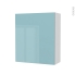 #Armoire de salle de bains - Rangement haut - KERIA Bleu - 1 porte - Côtés blancs - L60 x H70 x P27 cm