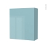 #Armoire de salle de bains - Rangement haut - KERIA Bleu - 1 porte - Côtés décors - L60 x H70 x P27 cm