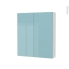 #Armoire de toilette - Rangement haut - KERIA Bleu - 2 portes - Côtés blancs - L60 x H70 x P17 cm