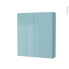 #Armoire de toilette - Rangement haut - KERIA Bleu - 2 portes - Côtés décors - L60 x H70 x P17 cm