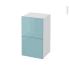 #Meuble de salle de bains Rangement bas <br />KERIA Bleu, 2 tiroirs, L40 x H70 x P37 cm 