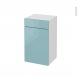 Meuble de salle de bains - Rangement bas - KERIA Bleu - 1 porte 1 tiroir - L40 x H70 x P37 cm