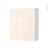#Armoire de salle de bains - Rangement haut - KERIA Ivoire - 1 porte - Côtés blancs - L60 x H70 x P27 cm