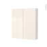 #Armoire de toilette - Rangement haut - KERIA Ivoire - 2 portes - Côtés blancs - L60 x H70 x P17 cm