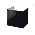 Meuble de salle de bains - Sous vasque - KERIA Noir - 2 tiroirs - Côtés décors - L60 x H57 x P50 cm