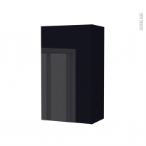 Armoire de salle de bains - Rangement haut - KERIA Noir - 1 porte - Côtés décors - L40 x H70 x P27 cm