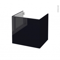 Meuble de salle de bains - Sous vasque - KERIA Noir - 1 porte - Côtés décors - L60 x H57 x P50 cm