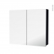 Armoire de toilette - Rangement haut - KERIA Noir - 2 portes miroir - Côtés décors - L80 x H70 x P17 cm